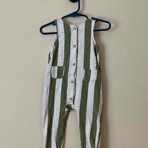 Cat & Jack Green and White Striped Kids Romper